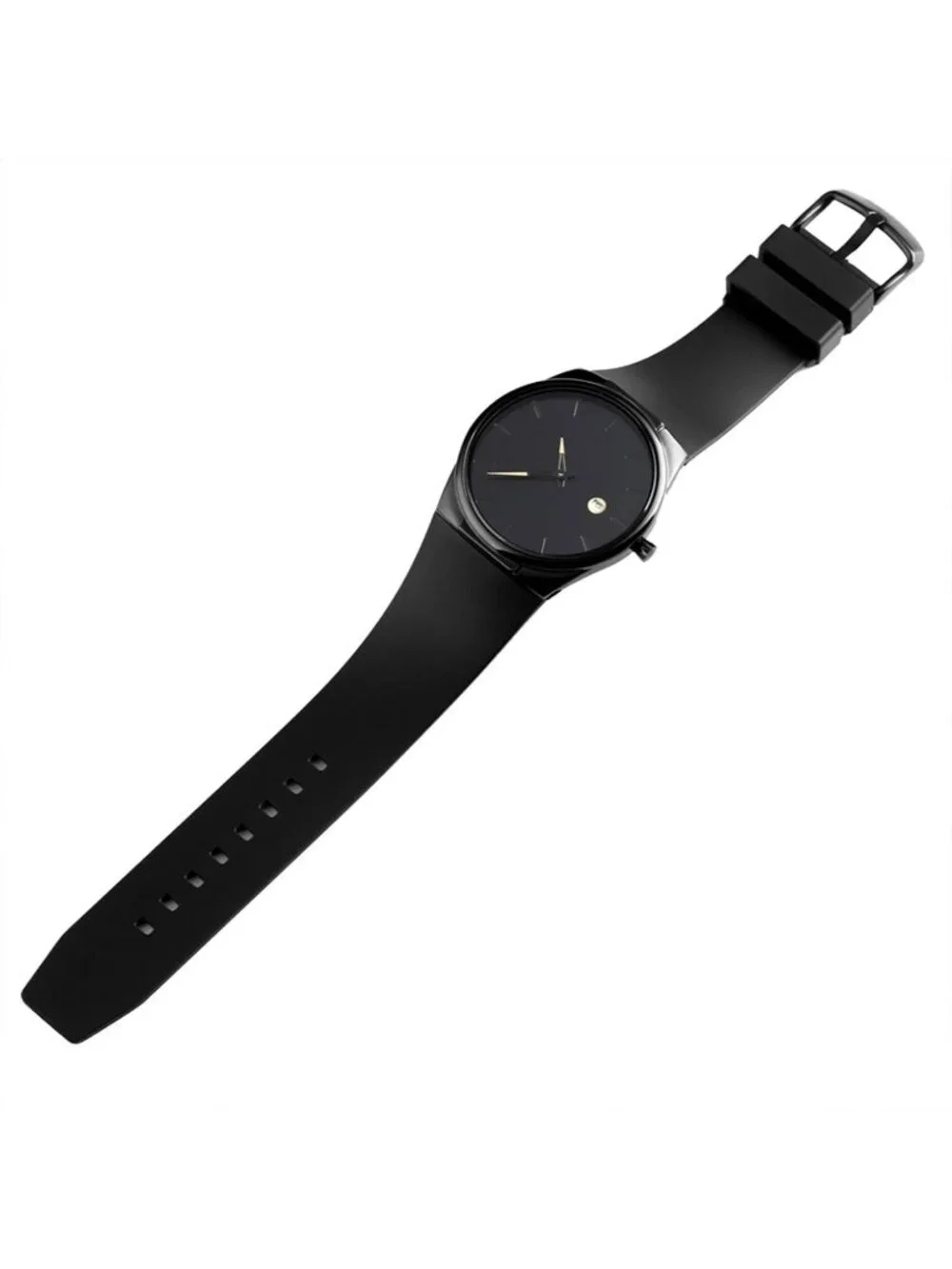 Men's Black Quartz Casual Silicone Strap 30m Water Resistant Sports Wrist Watch